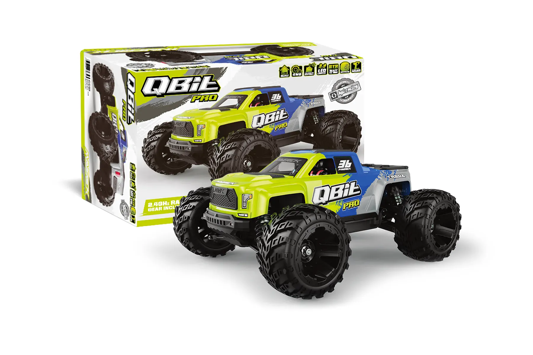 Maverick QBit MT Pro 1/16 4WD RTR Brushless Monster Truck (Green) [151002]