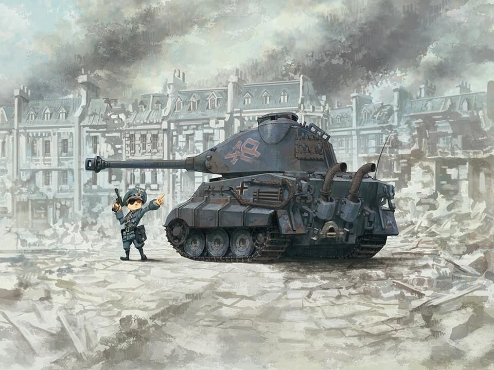 Meng World War Toons King Tiger (Porsche Turret) German Heavy Tank Plastic Model Kit - Image 2