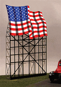 Micro Structures Waving American Flag Animated Neon Billboard - 5 x 7-21/32"**