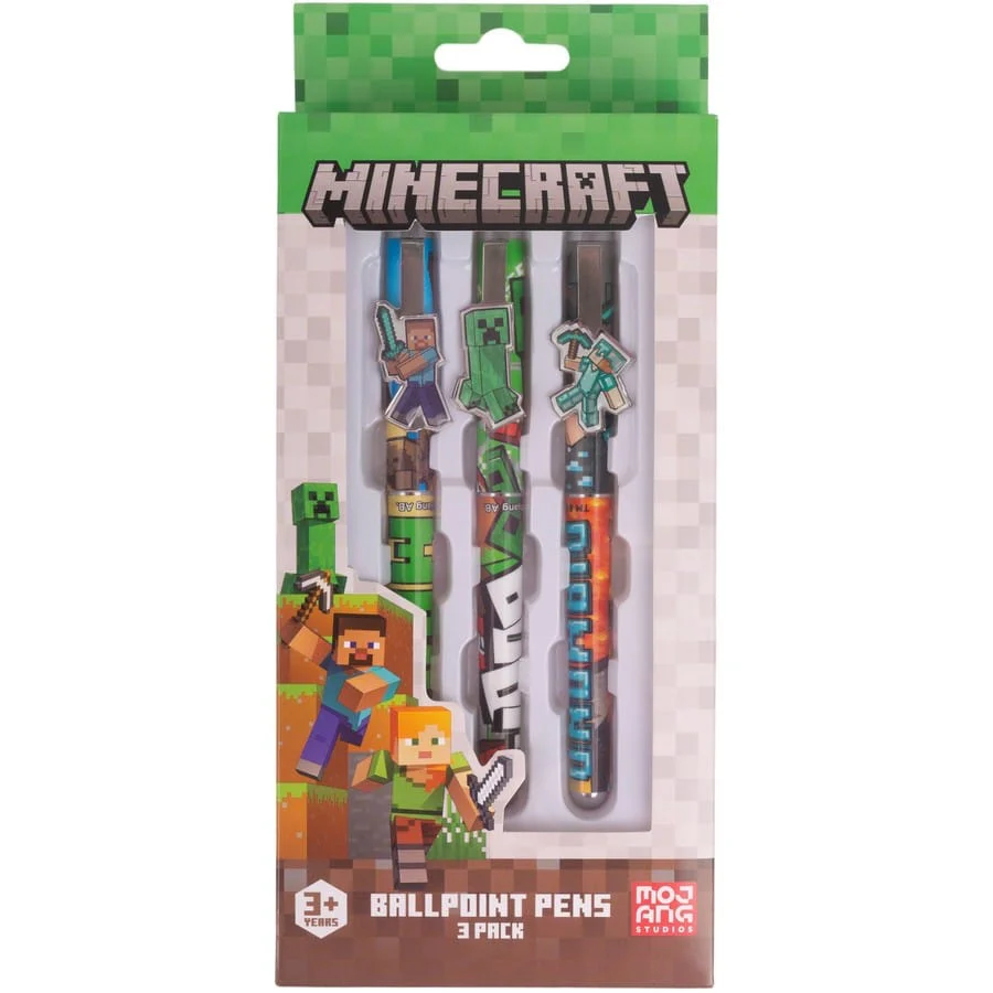 Minecraft 3Pk Pens With Clips