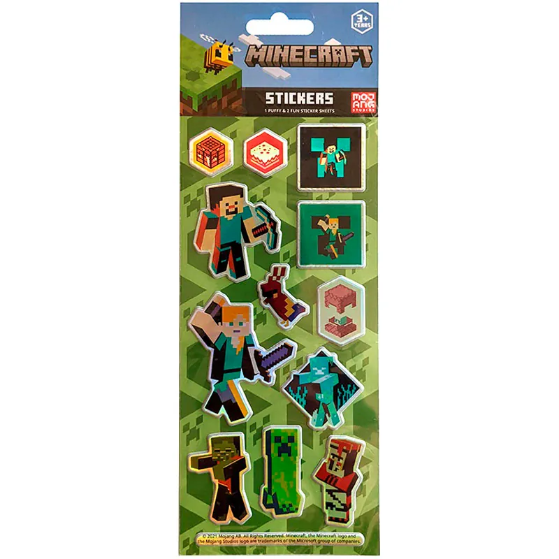 Minecraft Stickers Puffy - 3 Pack