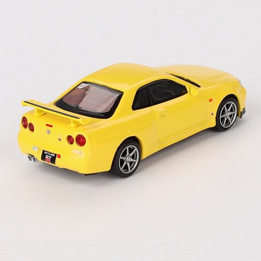 Mini GT 1/64 Nissan Skyline GT-R (R34) V-Spec Lightning Yellow Diecast Model Car - Image 3