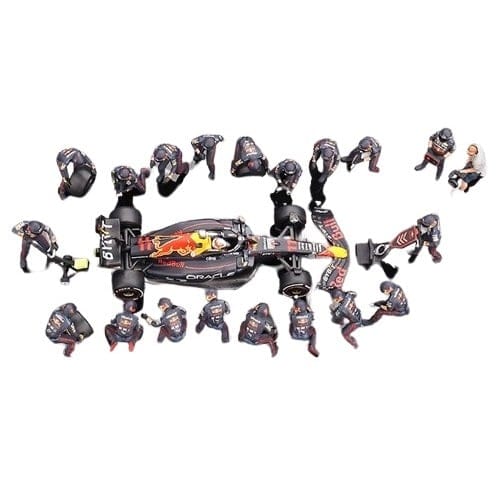Mini GT 1/64 Red Bull RB18 S.Perez 2022 Abu Dhabi w/ 20pc Pit Crew Set