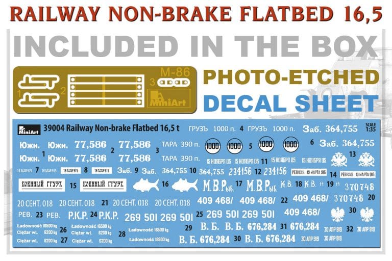 Miniart 39004 1/35 Railway Non-brake Flatbed 16.5t Plastic Model Kit** - Image 4