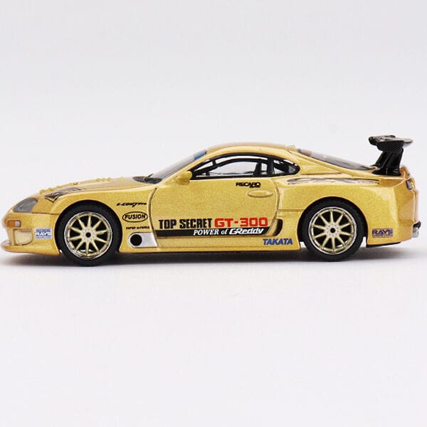 MiniGT 1/64 Toyota Supra JZA80 GT-300 Top Secret Gold - Image 2