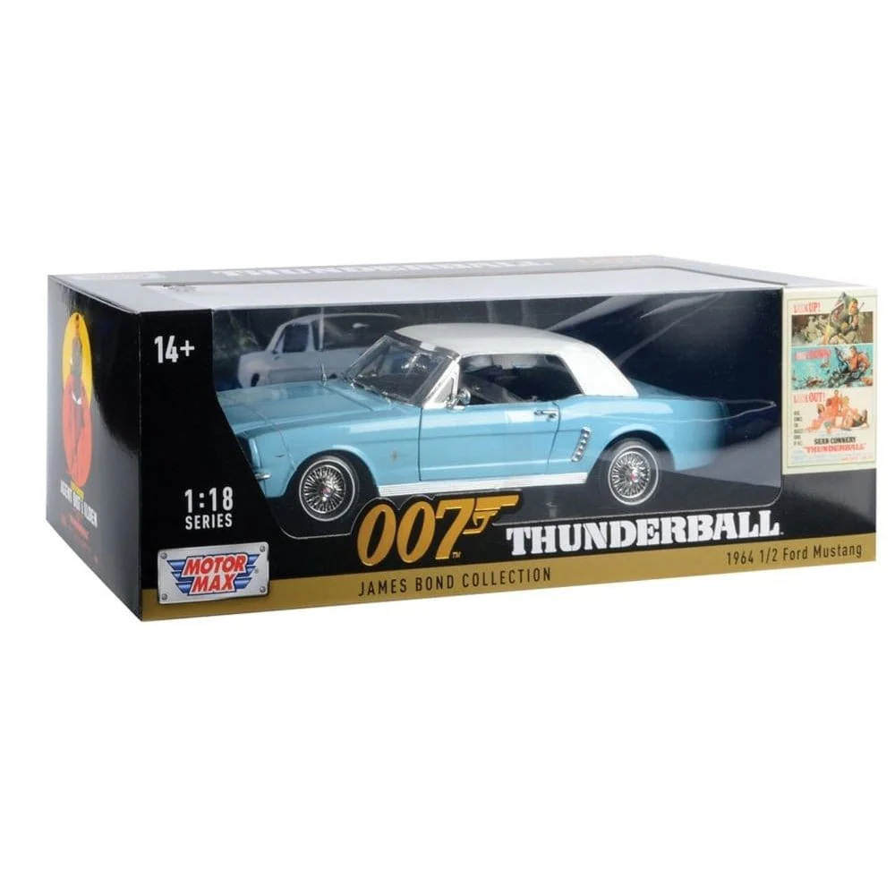 Motor Max 1/18 1964 1/2 Ford Mustang Hard Top James Bond Movie Car