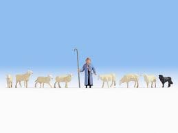 Noch HO Scale Sheep and Shepherd Figure Set [15748]