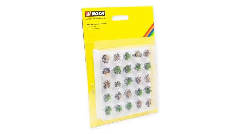 Noch Profi Grass Tufts - Stony Green, Beige, With Grey Stones 25pcs [06921]