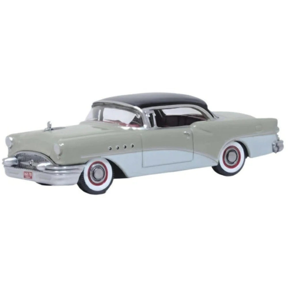 Oxford 1/87 Buick Century 1955 Carlsbad Black/Windsor Grey/Dover White (HO Scale)