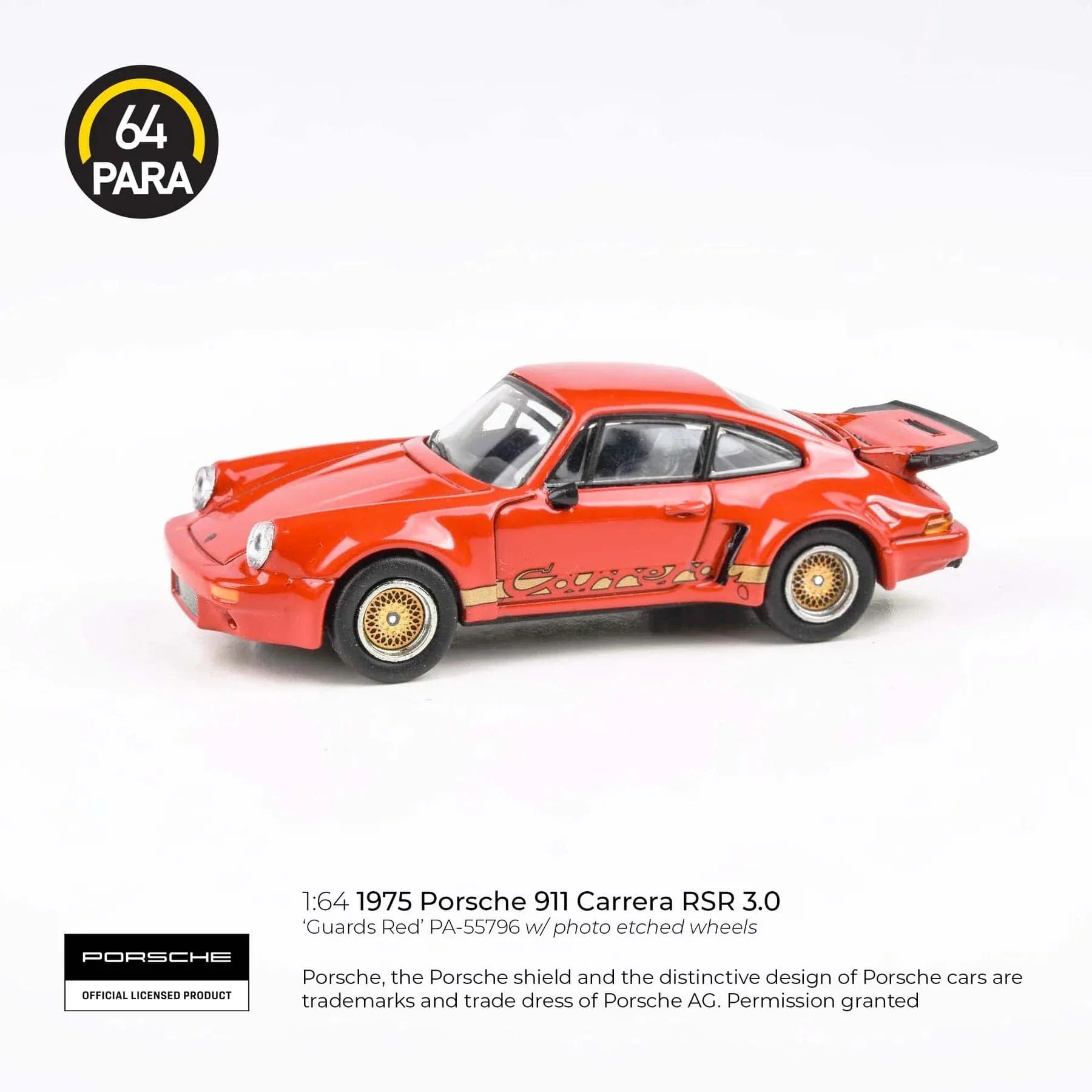 Para64 1/64 Porsche 911 Carrera RSR 3.0 Guards Redw/ photo etch wheels Diecast Model Car