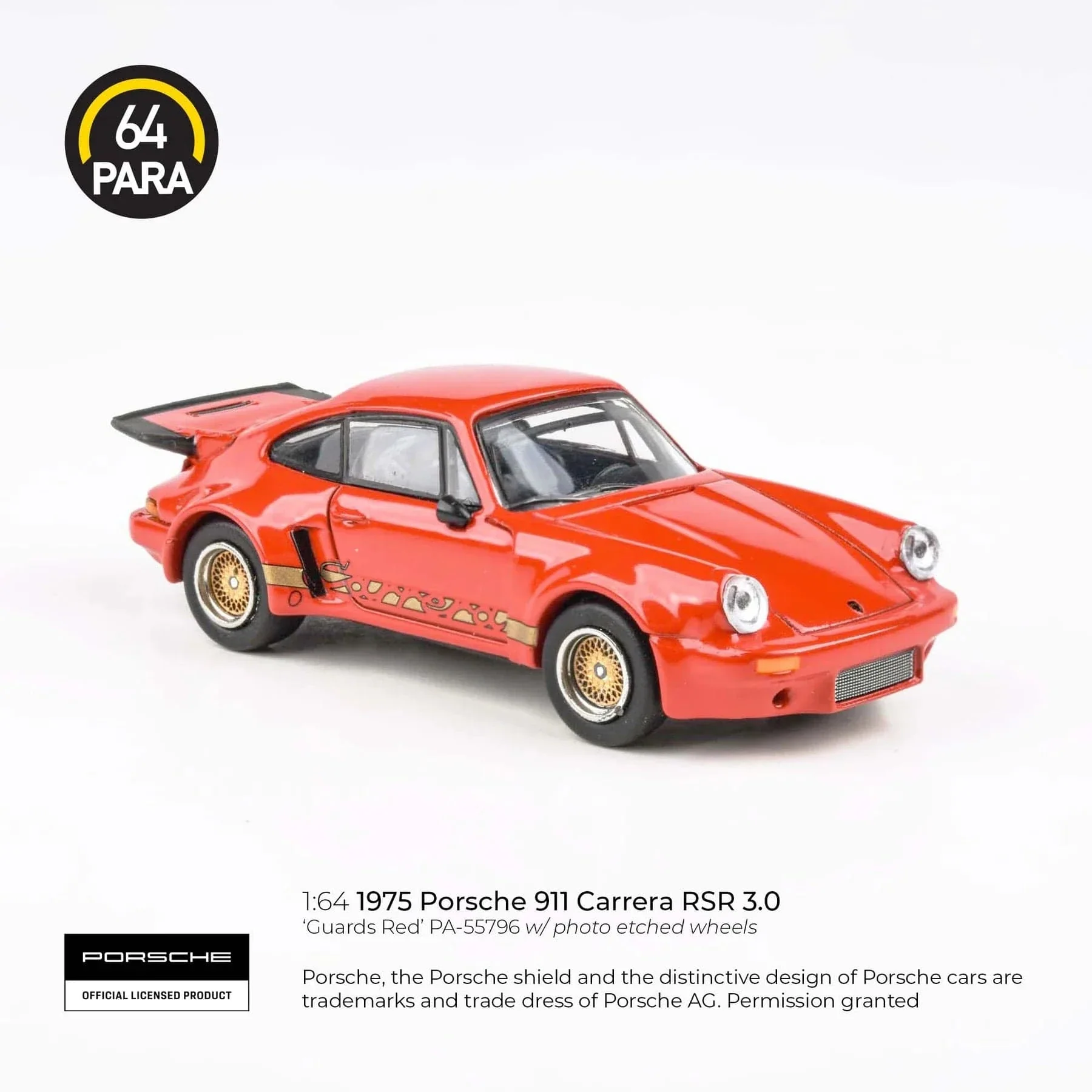 Para64 1/64 Porsche 911 Carrera RSR 3.0 Guards Redw/ photo etch wheels Diecast Model Car - Image 2