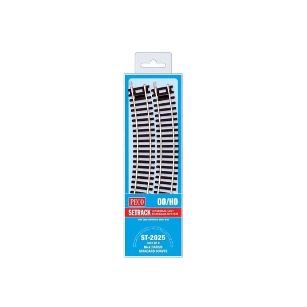 Peco ST-2025 HO/OO Code 100 2nd Radius Standard Curves (8pcs)