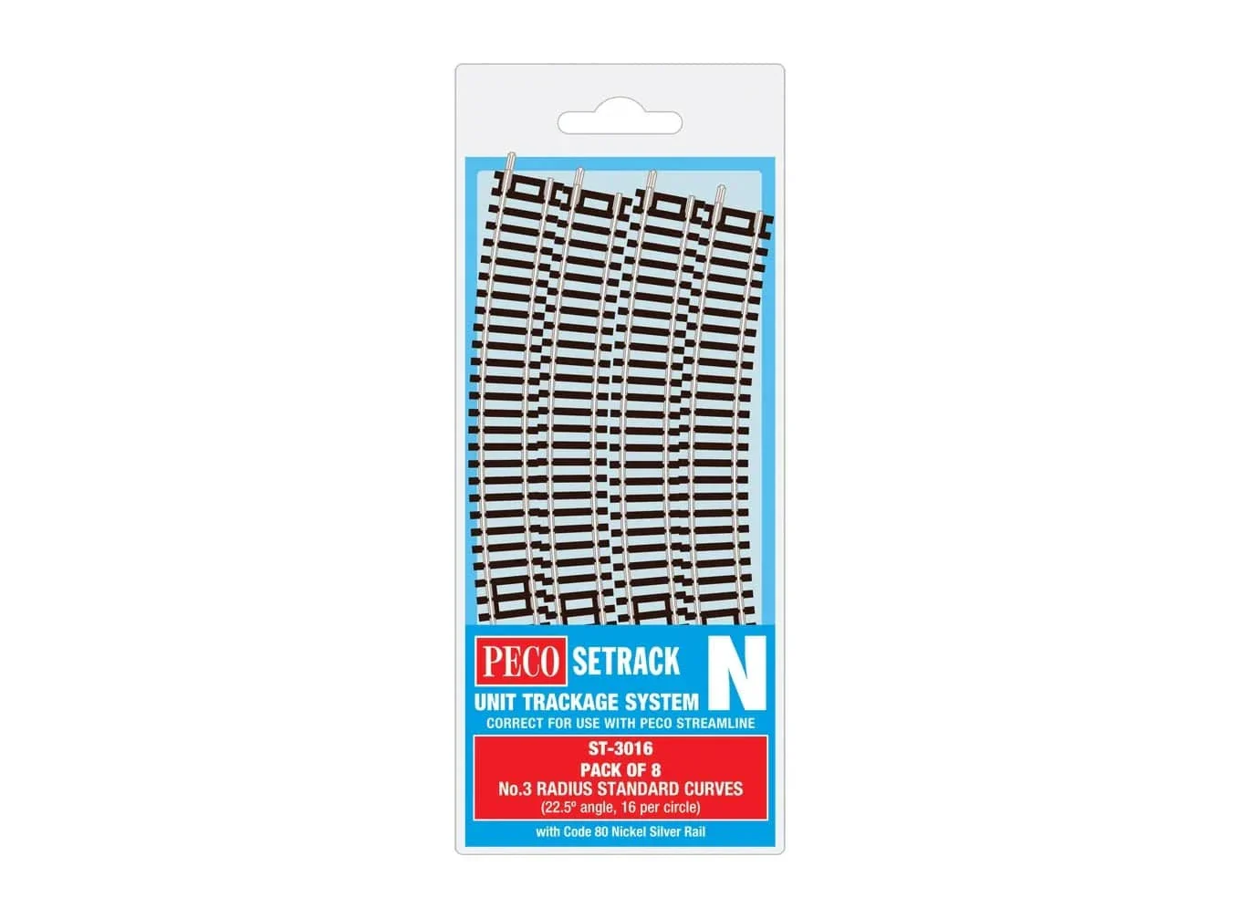 Peco ST-3016 N Scale Code 80 No.3 Radius Standard Curve (8pcs)