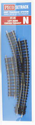 Peco ST45 N Code 80 Setrack L/H Curved Point