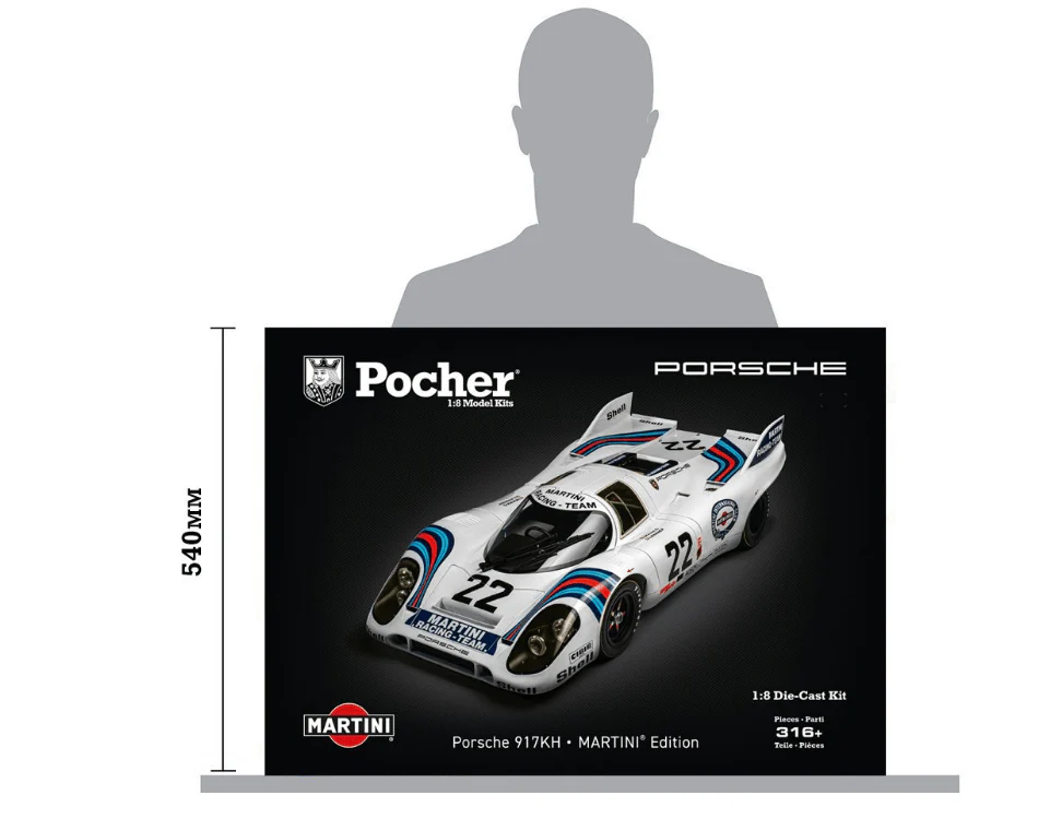 Pocher 1/8 Porsche 917KH 1971 Le Mans Winner – MARTINI Edition Diecast Model Kit [HK112] - Image 6