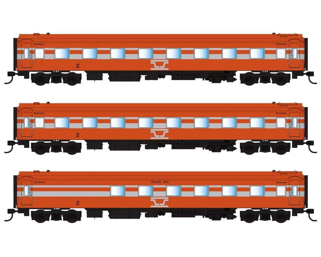 Powerline HO Scale Vic Rail 210BS/3BS/224BRS Teacup Tangerine with Silver Ribbon (3pcs) [PCCP-4]