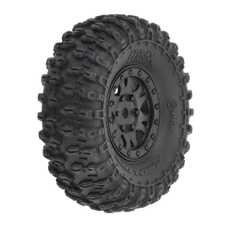 Proline 1/24 Hyrax, F/R 1.0in Tyres Mounted on Black Impulse Wheels, 4pcs, PR10194-10