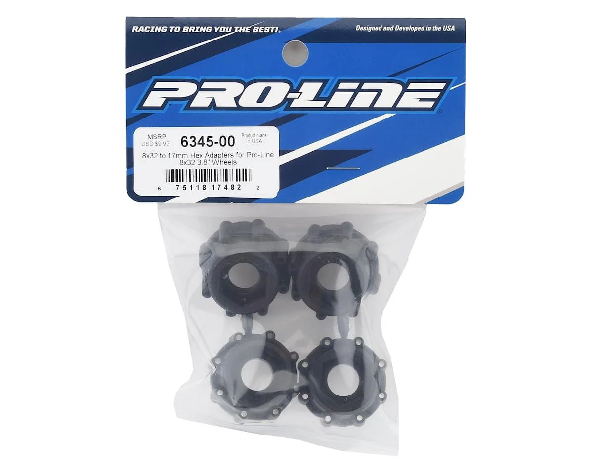 Proline 8x32 to 17mm Hex Adapters for 8x32 3.8in Wheels, PR6345-00 - Image 2