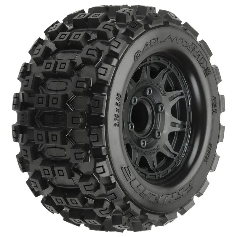 Proline Badlands MX28 2.8in Tyres Mounted on Raid Black 6x30 Wheels, F/R, PR10125-10