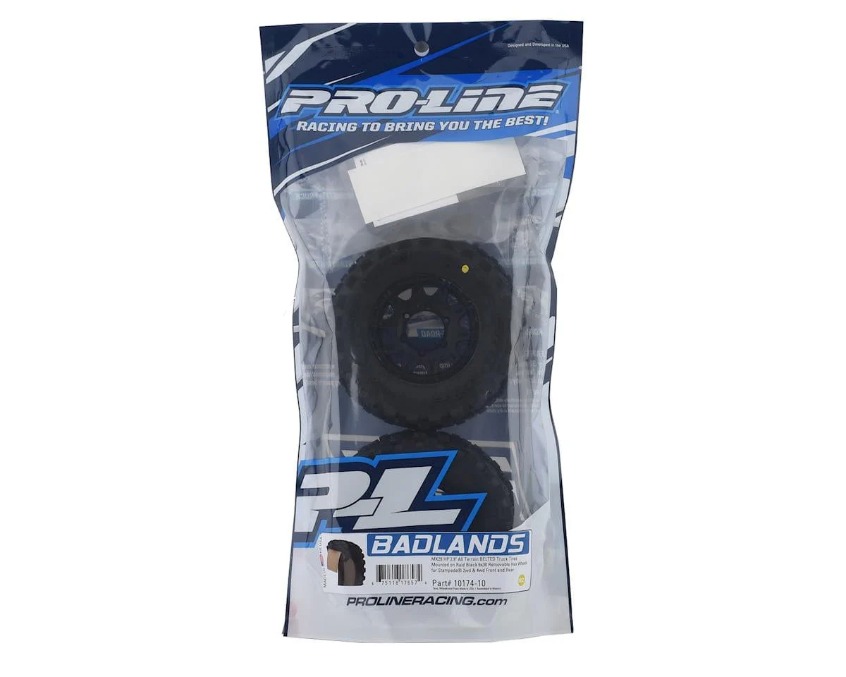 Proline Badlands MX28 HP 2.8in Belted Tyres Mounted on Raid 6x30 Wheels, F/R, PR10174-10 - Image 3