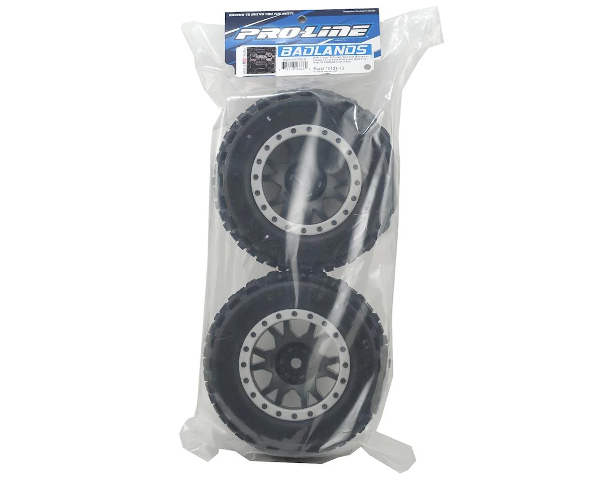 Proline Badlands MX43 Pro-Loc Tyres Mounted on Impulse Black / Grey Wheels, X-Maxx, PR10131-13 - Image 2
