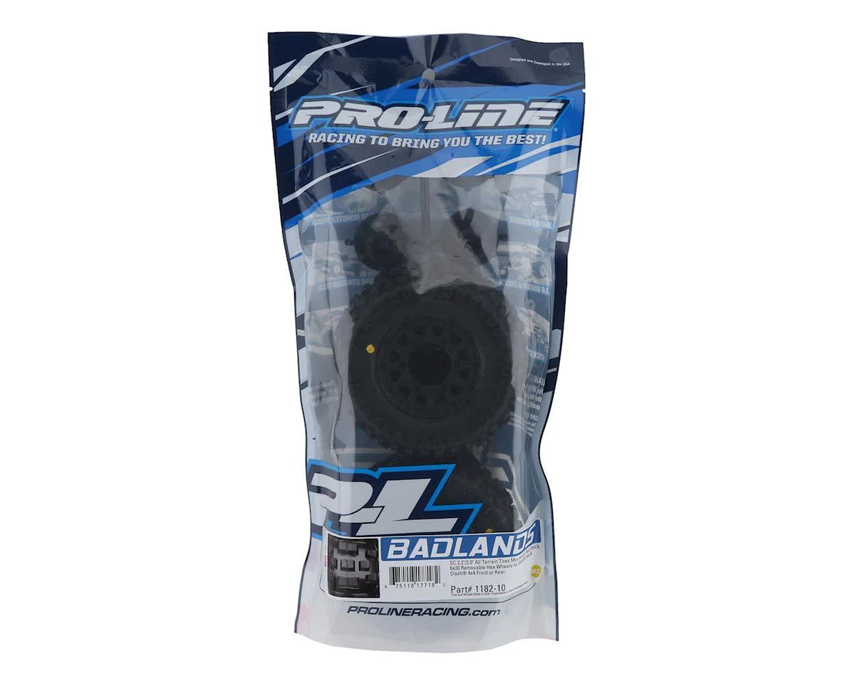 Proline Badlands SC Tyres Mounted on Raid 6x30 Wheels, Slash 2wd/4wd, F/R, PR1182-10 - Image 4
