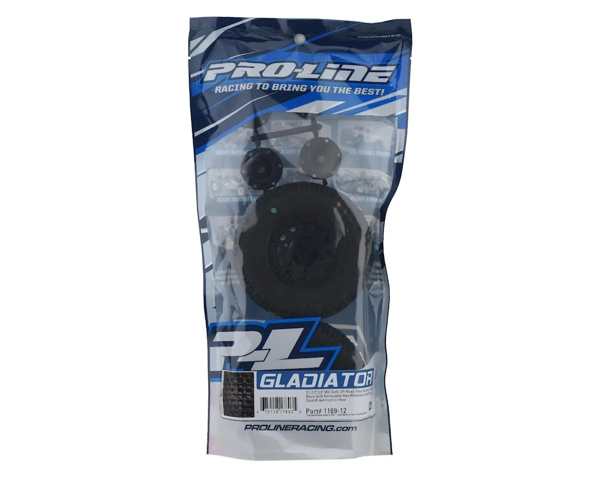 Proline Gladiator SC M3 Tyres Mounted on Raid Wheels, Slash 2WD/4x4, F/R, PR1169-12 - Image 4