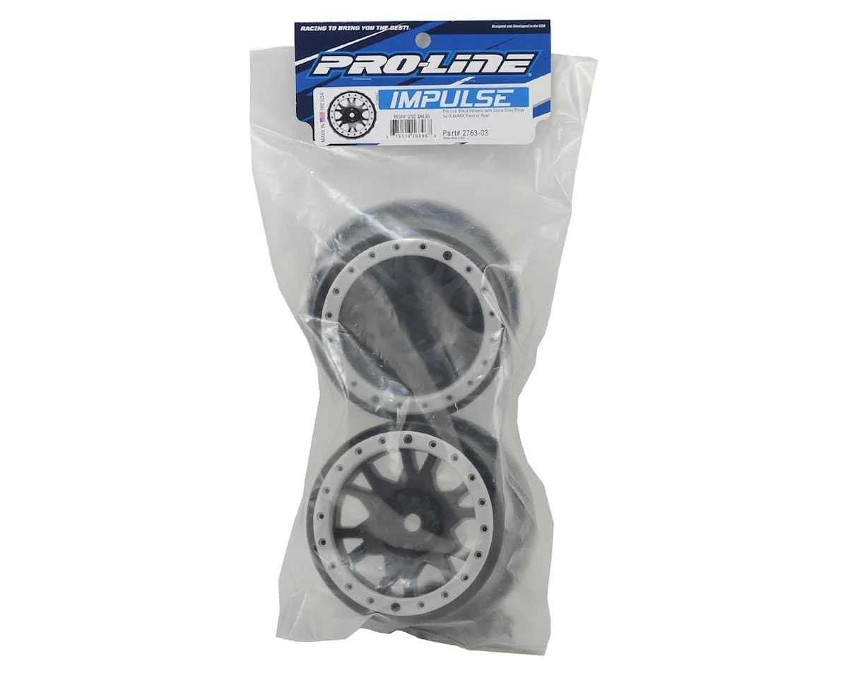 Proline Impulse Pro-Loc Black Wheels with Gray Ring, X-Maxx, 2pcs, PR2763-03 - Image 4