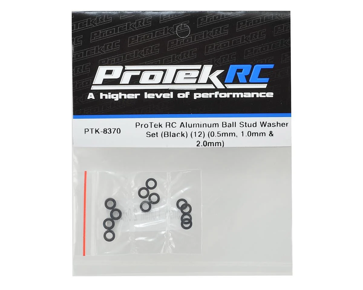 ProTek RC Aluminum Ball Stud Washer Set (Black) (12) (0.5mm, 1.0mm & 2.0mm)** - Image 2