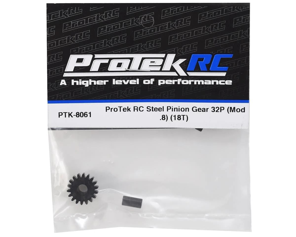 ProTek RC Steel 32P Pinion Gear w/3.17mm Reducer Sleeve (Mod .8) (5mm Bore) (18T) - Image 2