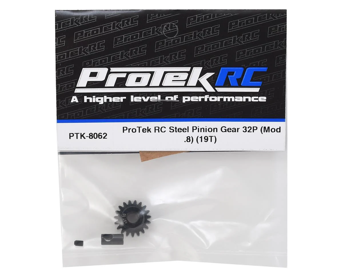 ProTek RC Steel 32P Pinion Gear w/3.17mm Reducer Sleeve (Mod .8) (5mm Bore) (19T) - Image 2