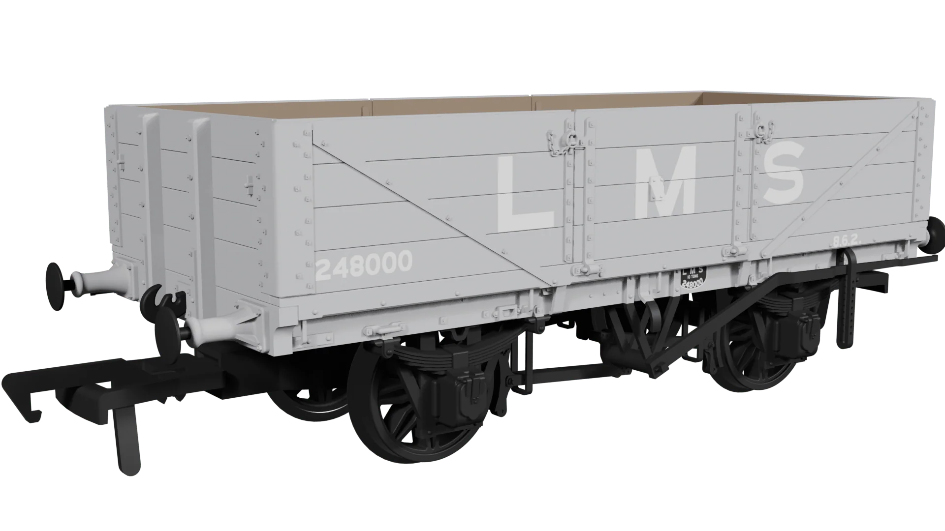Rapido UK OO Scale LNWR D90 4-Plank Open - No.248000 LMS Grey (pre-1936) [90015]