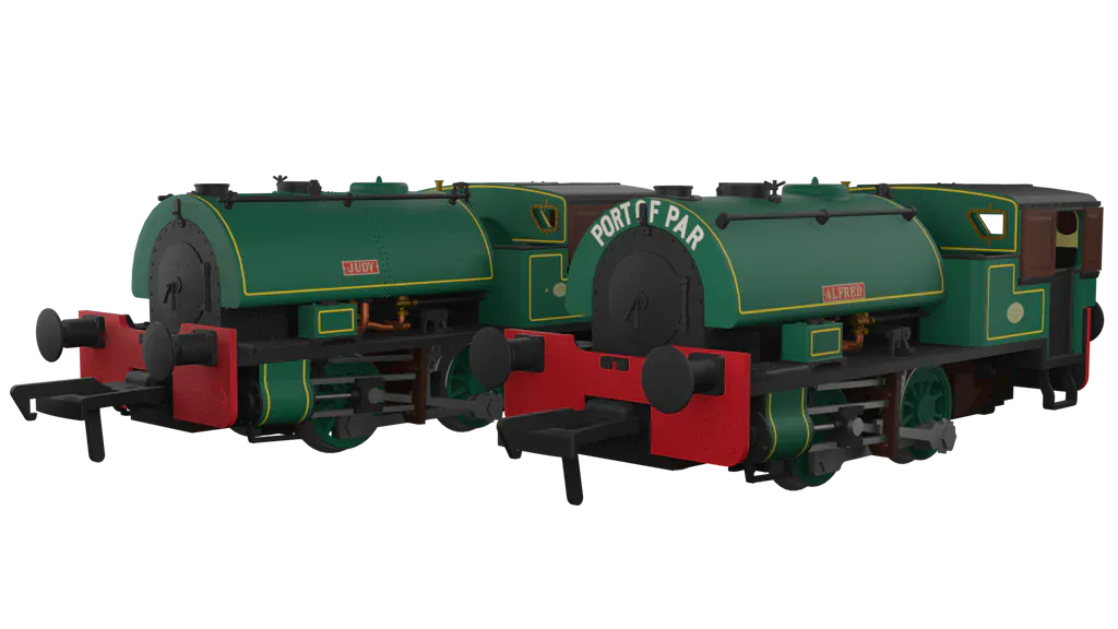 Rapido UK OO Scale Port of Par Bagnalls Twin Pack – Lined Dark Green - DCC & Sound Fitted [968501]