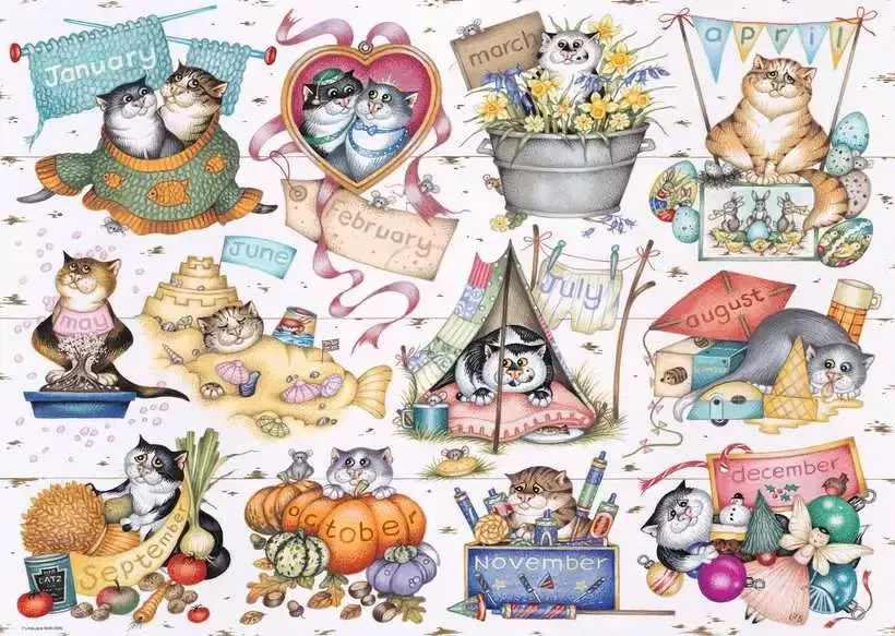 Ravensburger Crazy Cats Cats Calendar 1000pc Puzzle - Image 2