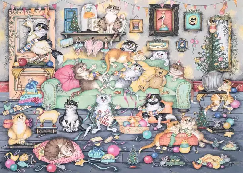 Ravensburger Crazy Cats Christmas Crackers Puzzle 1000 Piece - Image 2