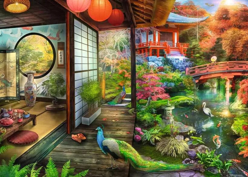 Ravensburger Japanese Garden Teahouse 1000pc Puzzle - Image 2