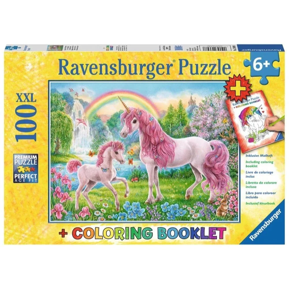 Ravensburger Magical Unicorns Puzzle Colour Book 100pc Puzzle