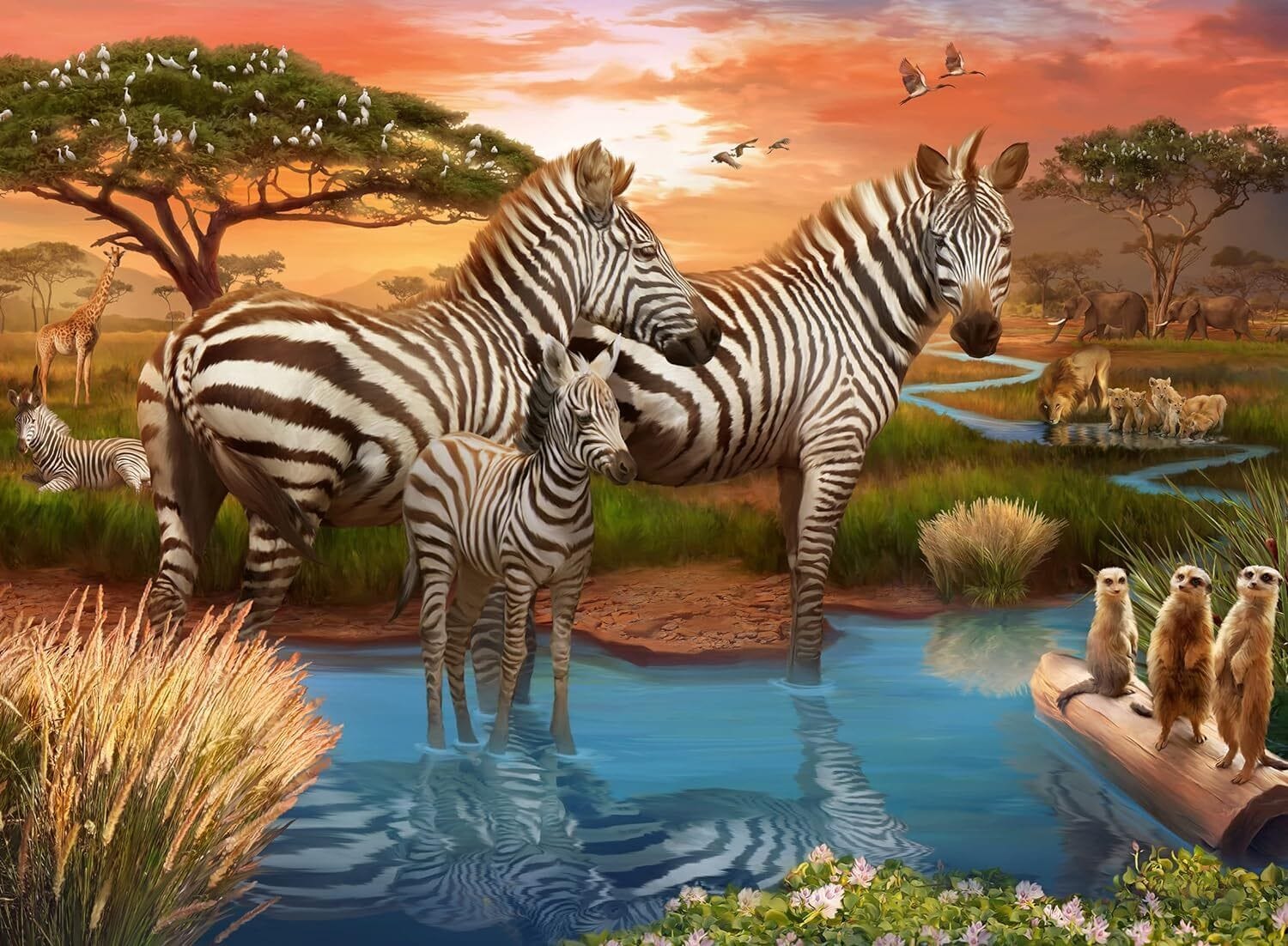 Ravensburger Zebras at Waterhole 500pc Puzzle - Image 2