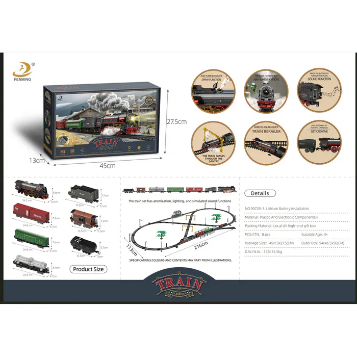 RC Steam Train Set with Lights & Steam Effect - Deluxe Bridge Track