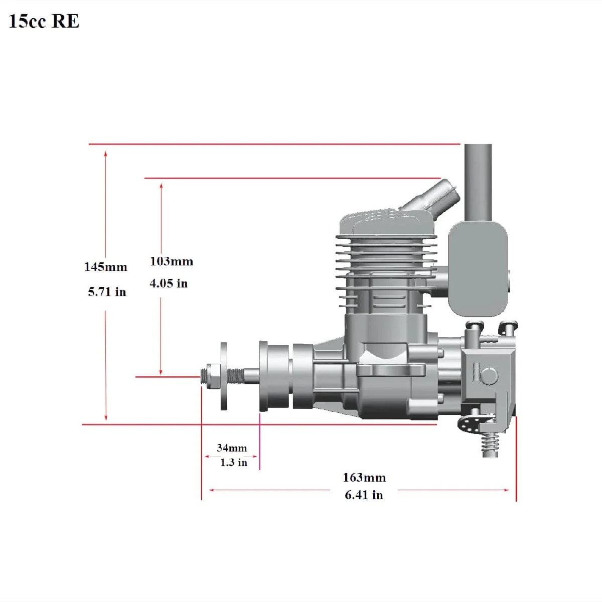 RCGF STINGER 15cc Rear Exhaust 2 Stroke Gasoline Engine - Image 5