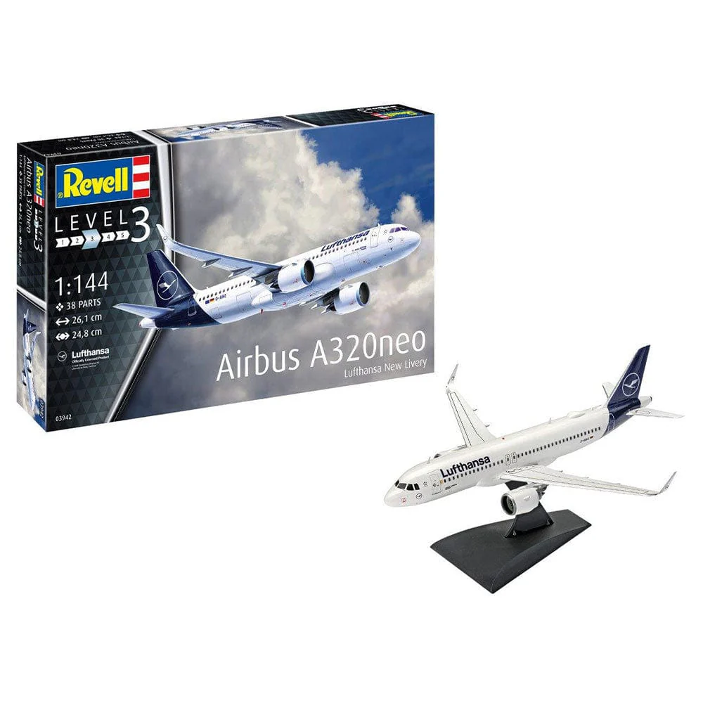 Revell 1/144 Airbus A320 Neo Lufthansa Plastic Model Set [63942]