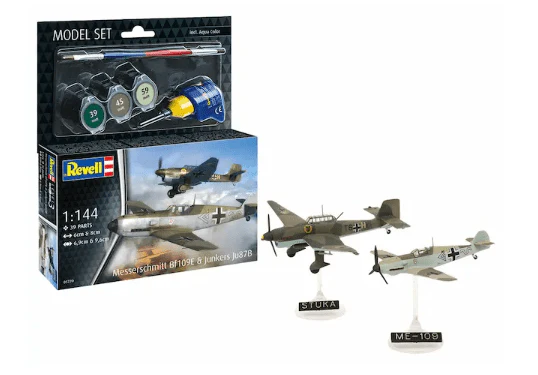 Revell 1/144 Model Set Messerschmitt Bf109E & Ju87B
Stuka Plastic Model Kit [63770]