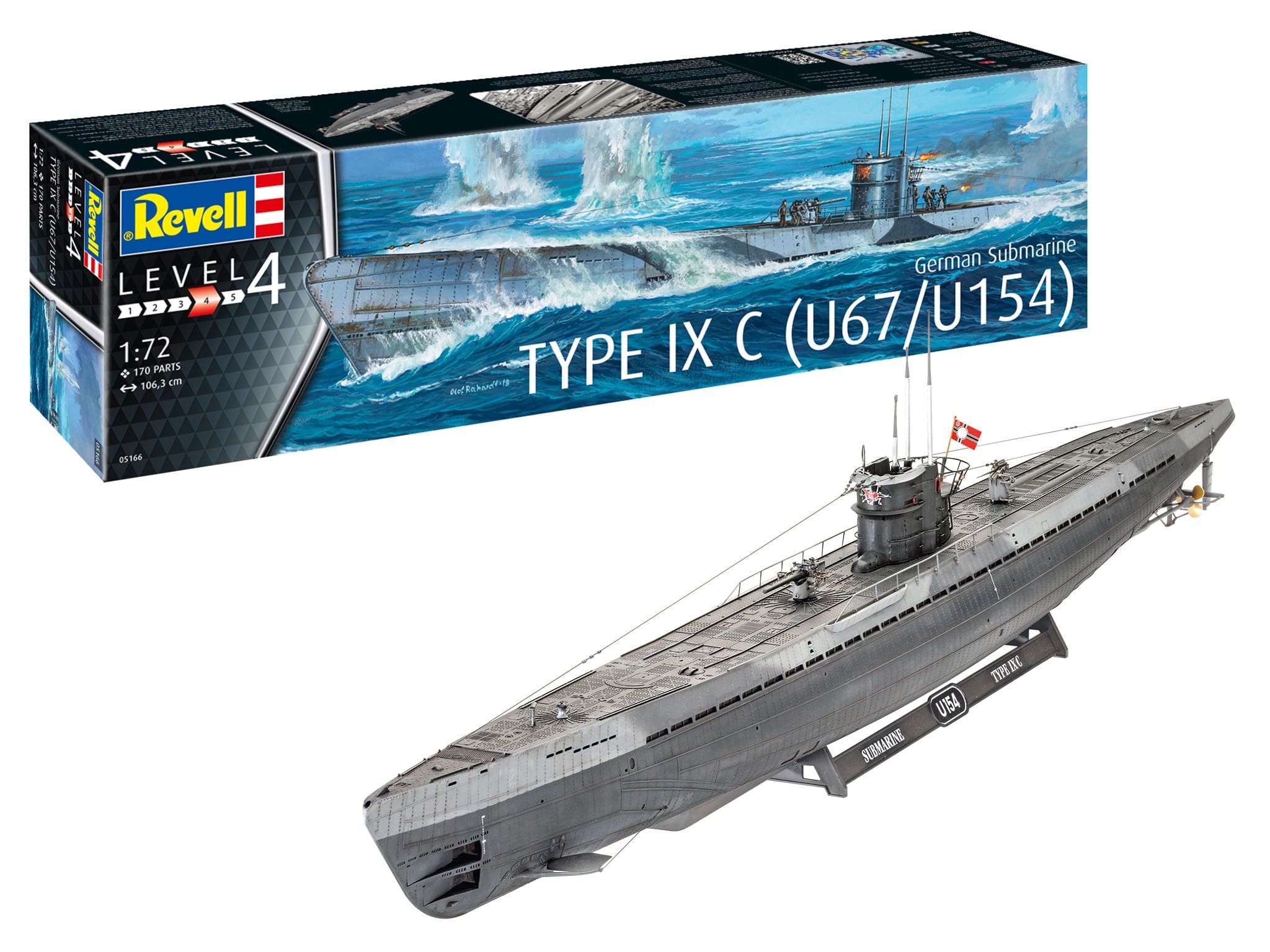 Revell 1/72 German Submarine Type Ix C U67/U154 - Image 2