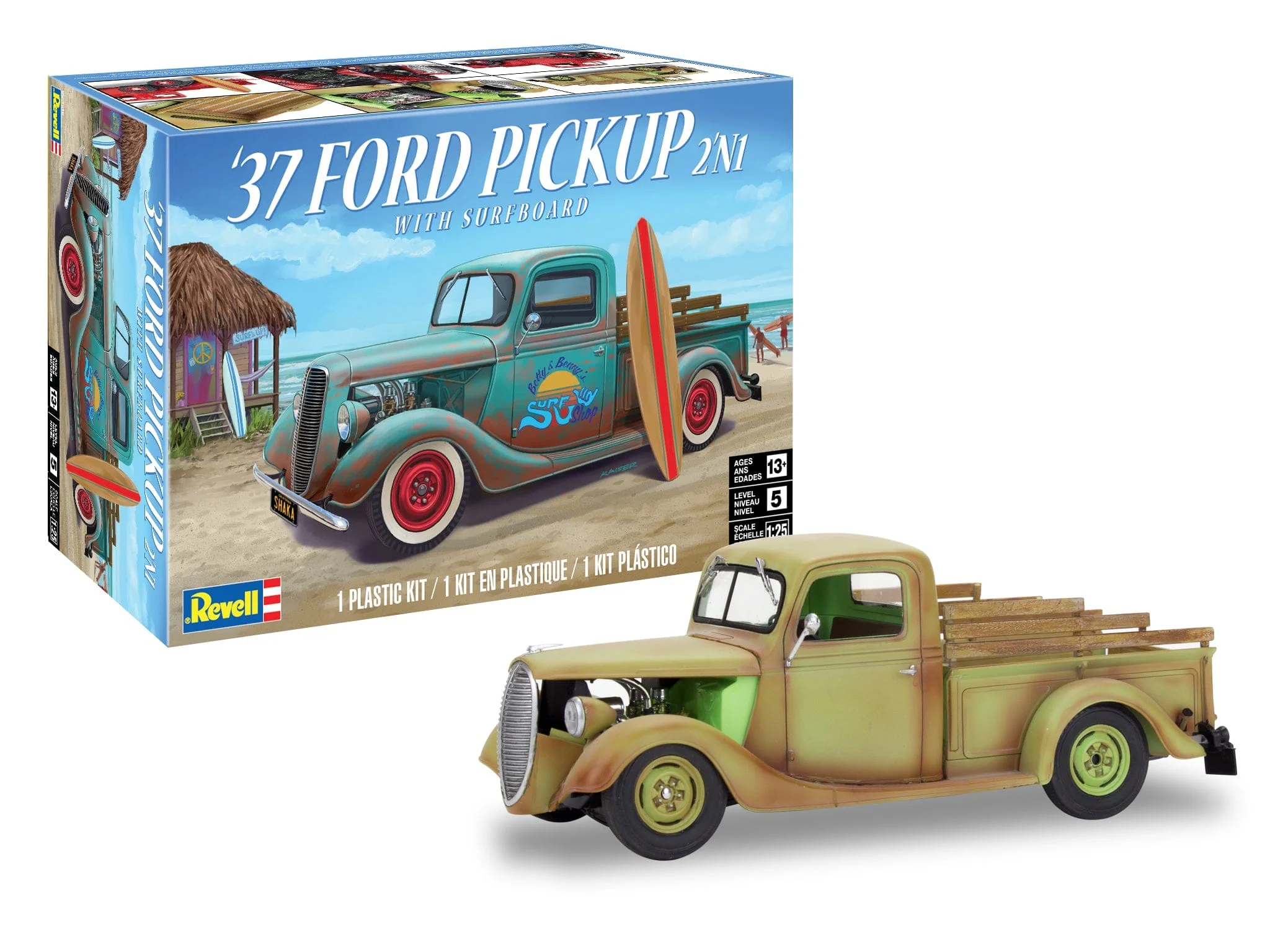 Revell 14516 1/25 1937 Ford Pickup Street Rod With Surf Board