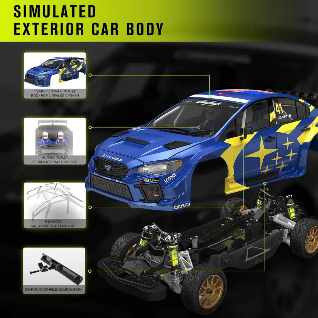 Rlaarlo 1/10 Brushless 4WD RC Rally Car [XTS-S10] - Image 9