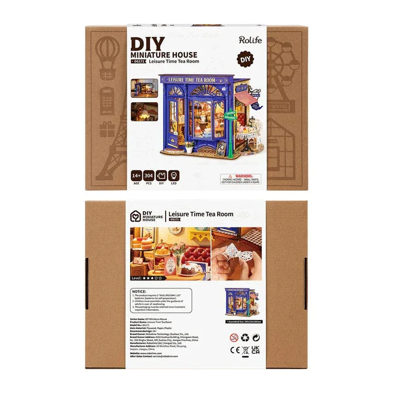 Robotime DIY Mini House Leisure Time Tea Room Kit - Image 5