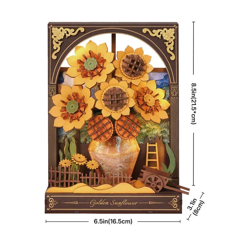 Robotime Diy Wood Bloom Craft Golden Sunflower Kit - Image 2