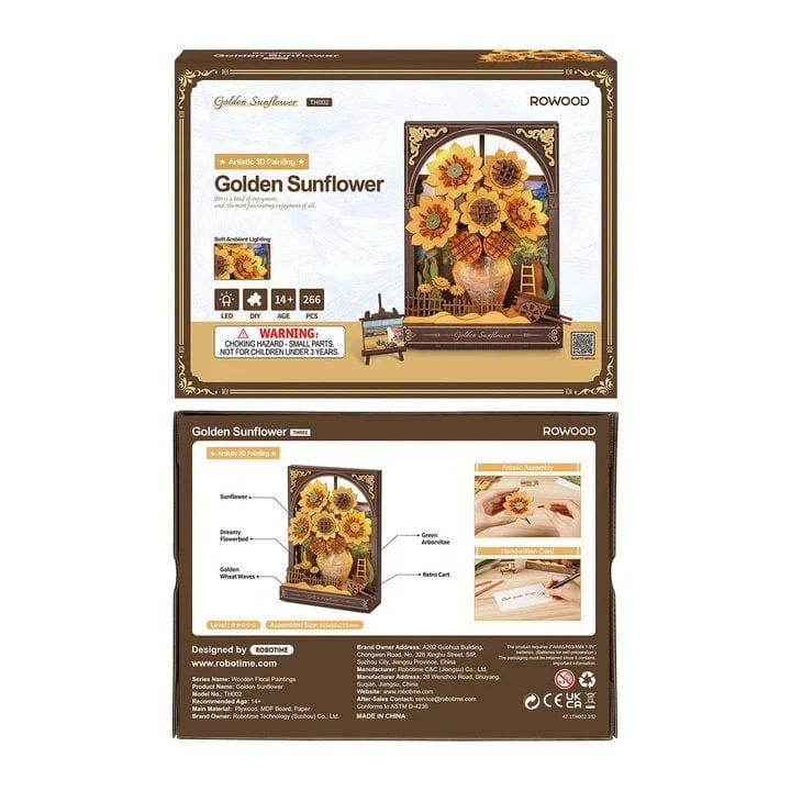 Robotime Diy Wood Bloom Craft Golden Sunflower Kit - Image 3