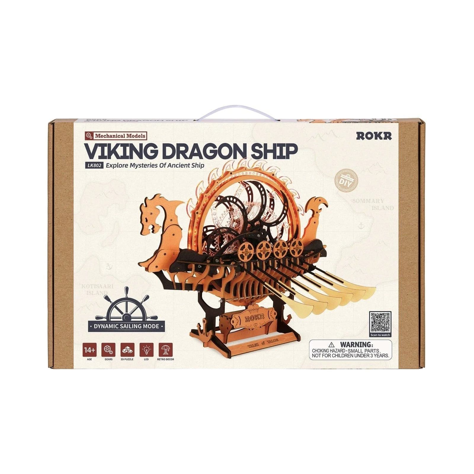 Robotime Viking Dragon Ship Mechanical 3D Wooden Kit [LK802] - Image 2
