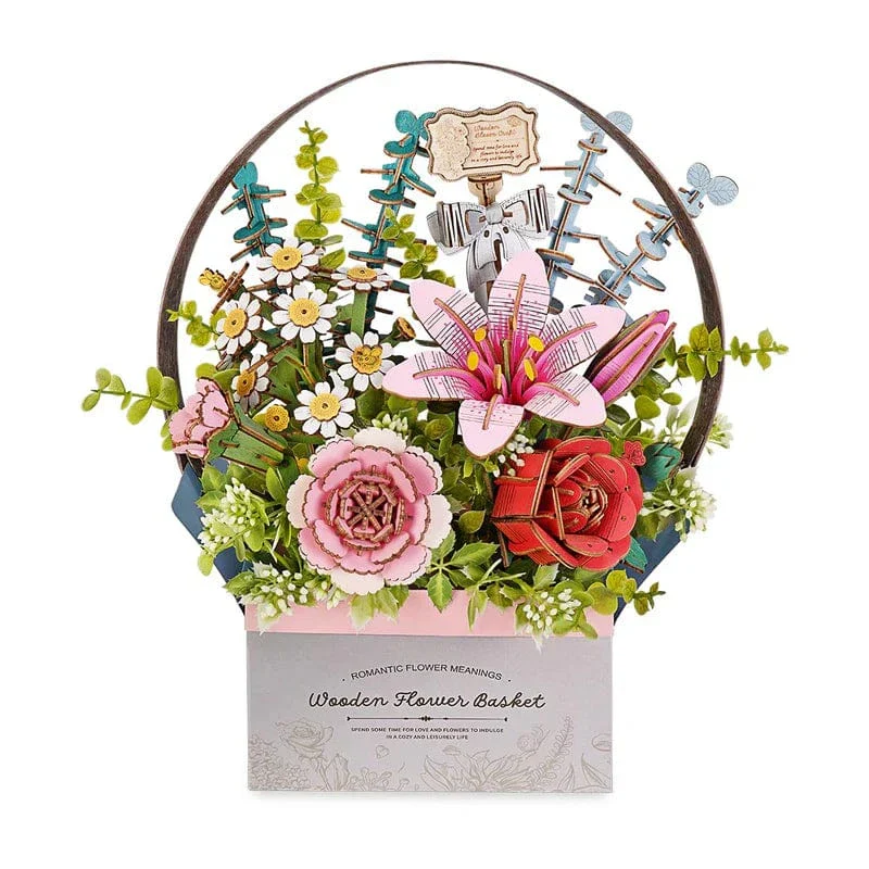 Robotime Wood Bloom Flower Basket Kit